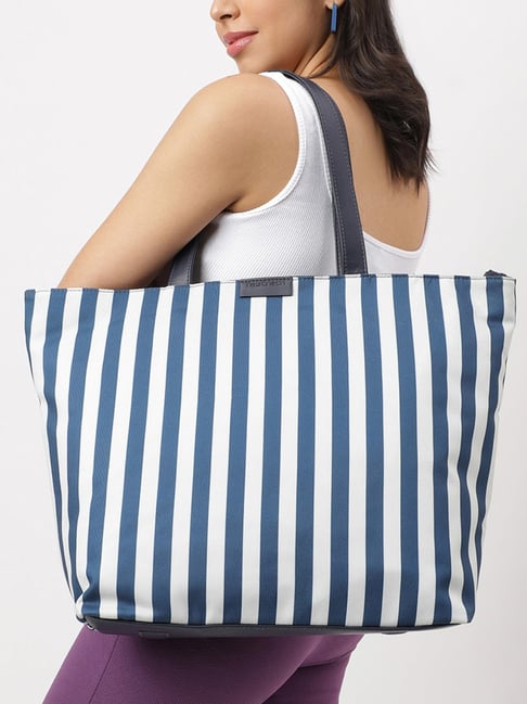 Striped leather tote outlet bag