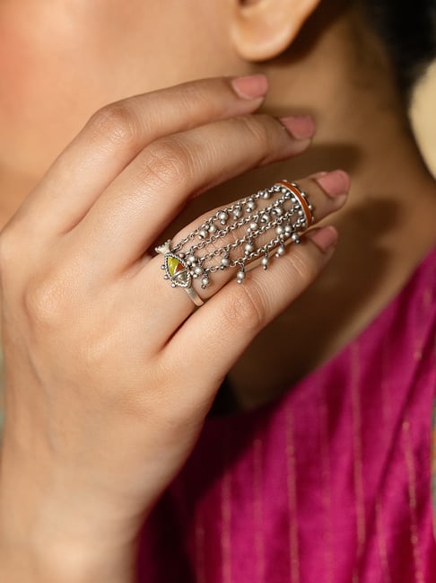 Shaya 92.5 Sterling Silver Meen Knuckle Cocktail Ring for Women