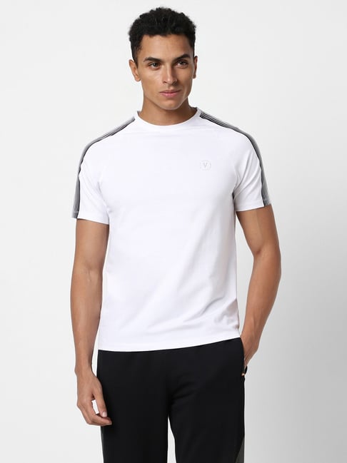 Van Heusen Flex White Cotton Slim Fit T-Shirt