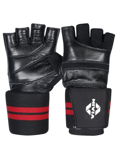 Nivia Wristlock Weightlifting Gloves (Black) Size - L