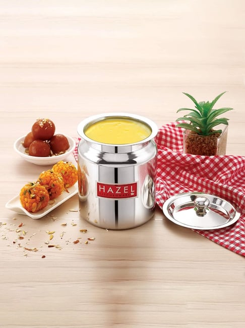 HAZEL Silver Stainless Steel Oil or Ghee Storage Container (1000 ML)-picture-17