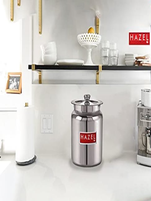 Buy HAZEL Silver Stainless Steel Oil or Ghee Storage Container