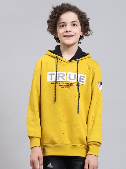 Buy Monte Carlo Kids Yellow Printed Full Sleeves Sweatshirt for