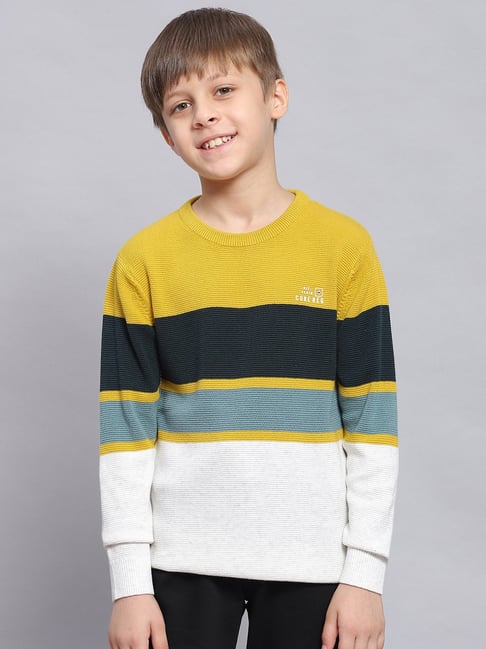 Monte Carlo Kids Multicolor Striped Full Sleeves Sweater
