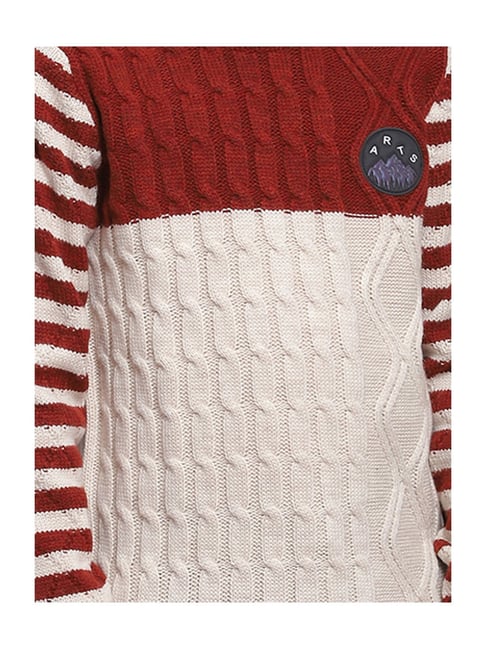 Monte Carlo Cream Sweater Boys Men Beige Solid Pure Wool Pullover