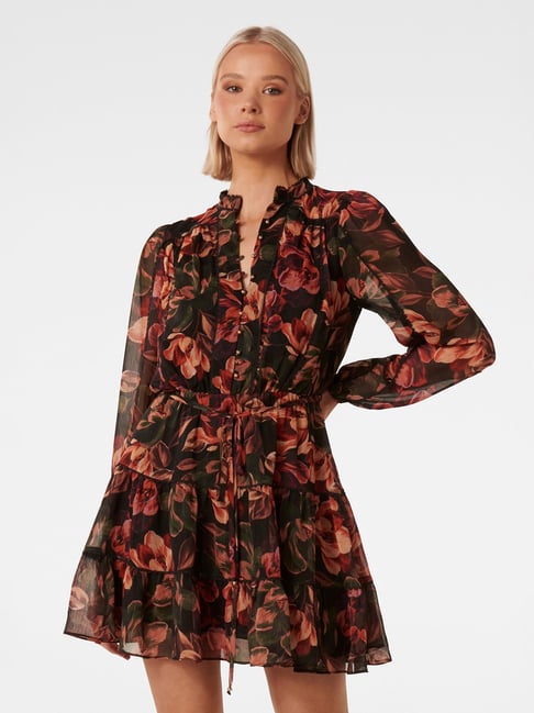 Aviva on Earth -Long Puff Sleeve Deep V-Neck Floral Fit & Flare Dress –  Vicky and Lucas