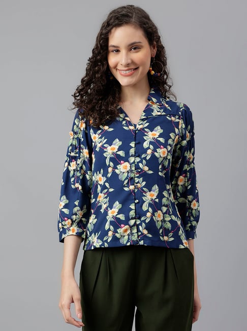 Latin Quarters Blue Floral Print Top-picture-25