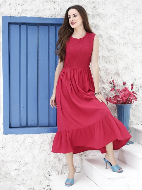 Fuschia fit and flare 2024 dress