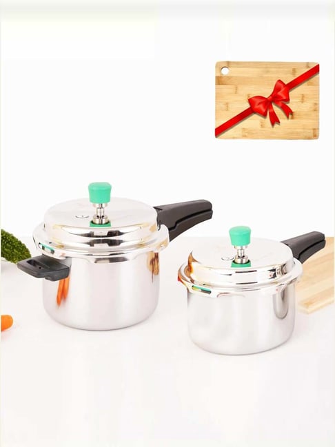 The Indus Valley Silver Stainless Steel Pressure Cookers (4.2 L)