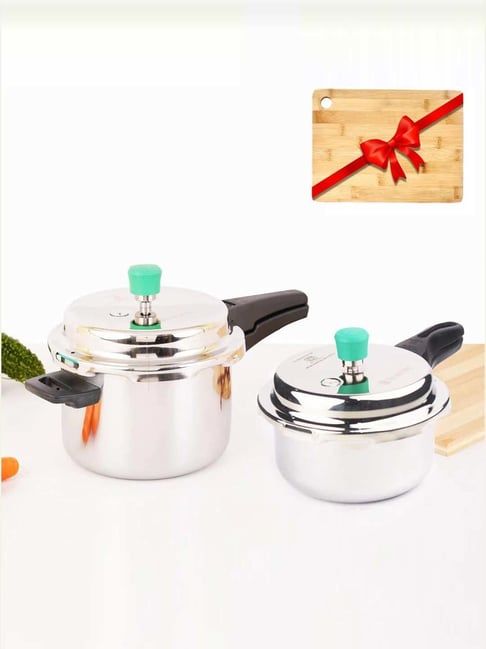 The Indus Valley Silver Stainless Steel Pressure Cookers (7 L)