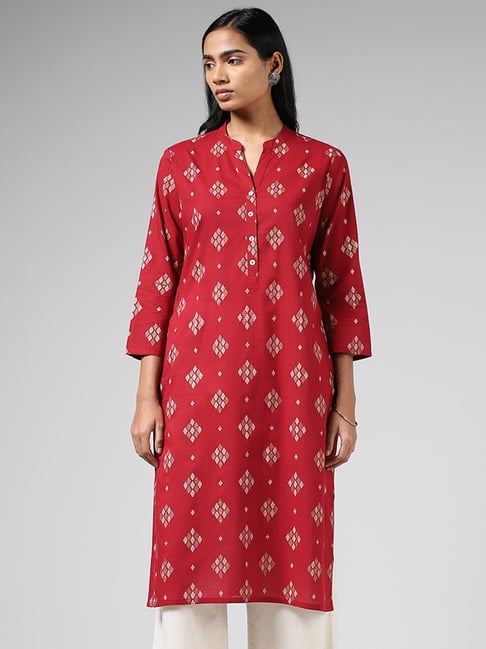 Buy Utsa by Westside Red Ethnic Print Straight Kurta for Women Online @ Tata  CLiQ