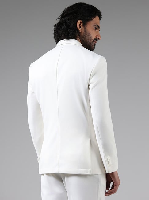 Bright White Plain-Solid Single Breasted Premium Linen Suits For Men