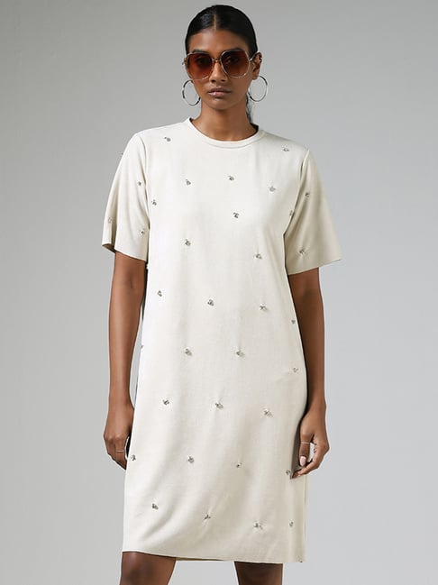 westside beige dress Buy Nuon by Westside Beige Marble Design Mesh Dress for Online @ Tata CLiQ
