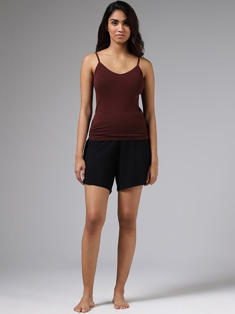 Appulse Maroon Cotton Slim Fit Camisole