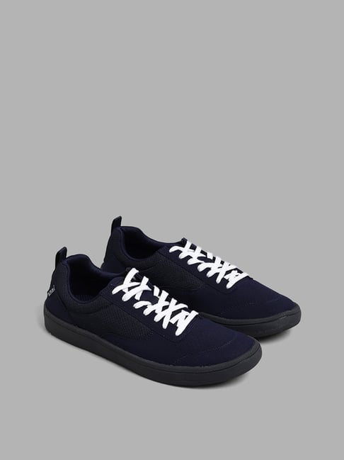Blue Solid Slip-on Sneakers For Men