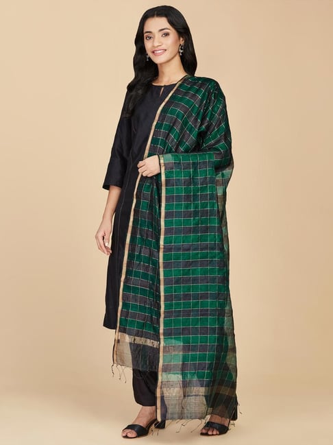 Fabindia Green & Black Printed Dupatta-picture-38