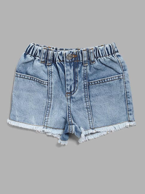 KIDS ONLY Blue Denim Button Paperbag Shorts | New Look