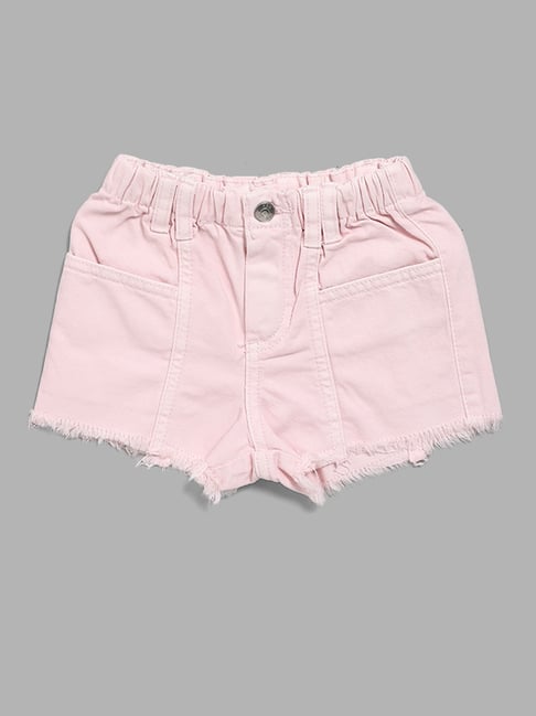 light pink denim shorts