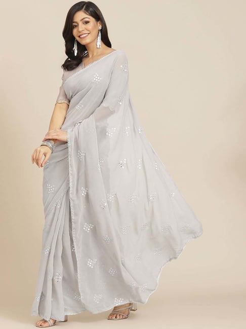 Shop Powder Blue Embroidered Organza Saree Online in USA with Blouse – Pure  Elegance