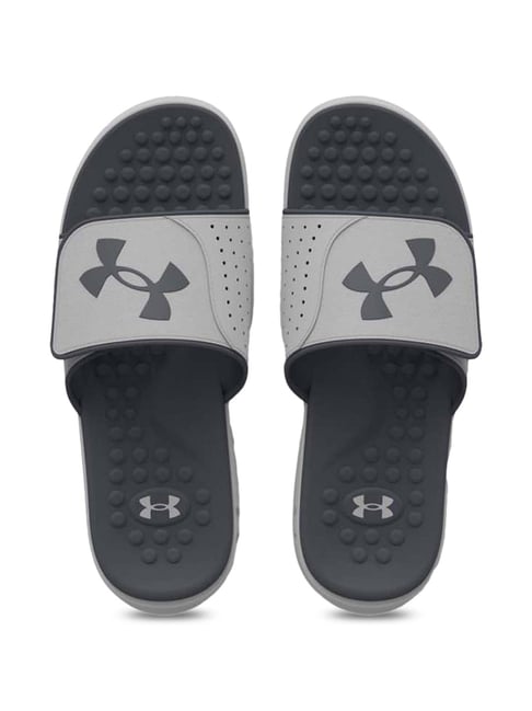 Grey under armour slides hotsell