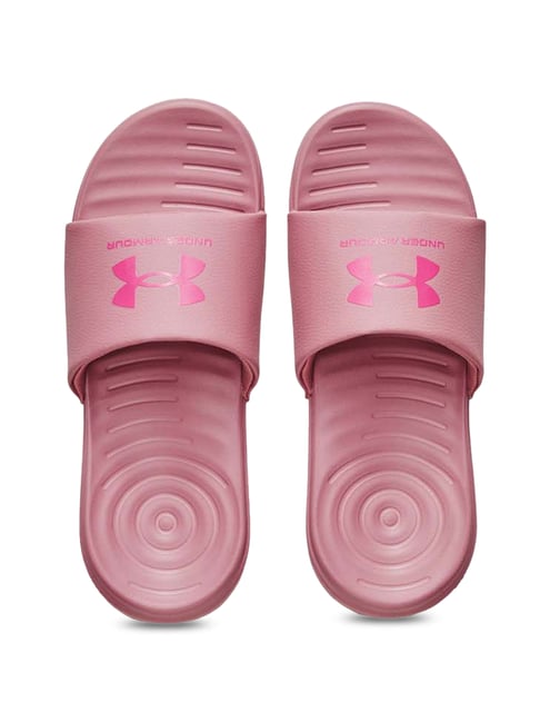 Under armour pink sales slides