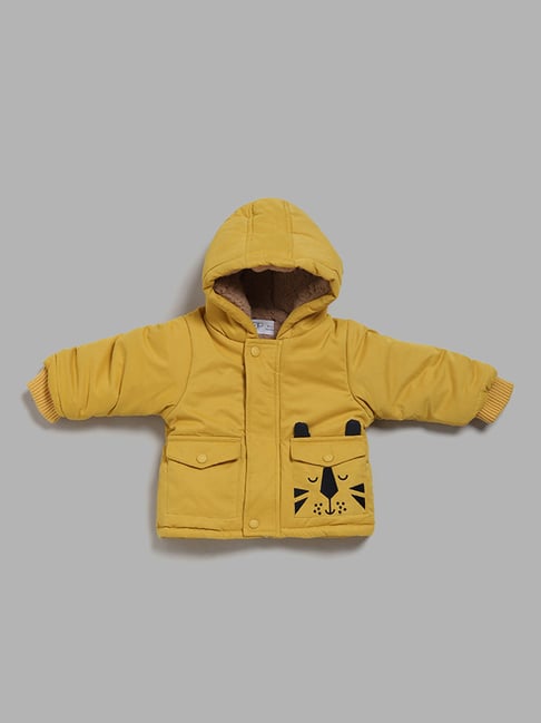 HOP Baby by Westside Tiger Printed Mustard Hoodie Jacket