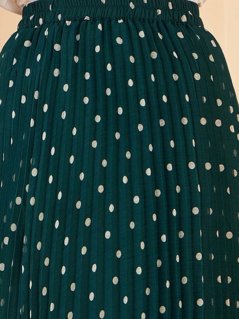 Rare Bottle Green Printed A-Line Skirt