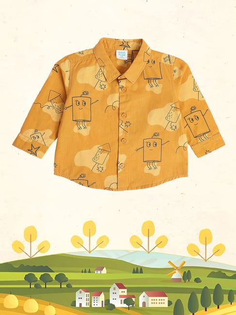 MINIKLUB Kids Yellow Graphic Print Full Sleeves Shirt