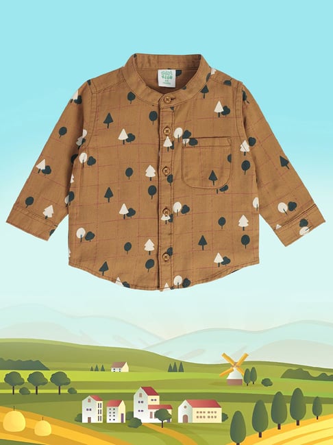MINIKLUB Kids Mustard Printed Full Sleeves Shirt