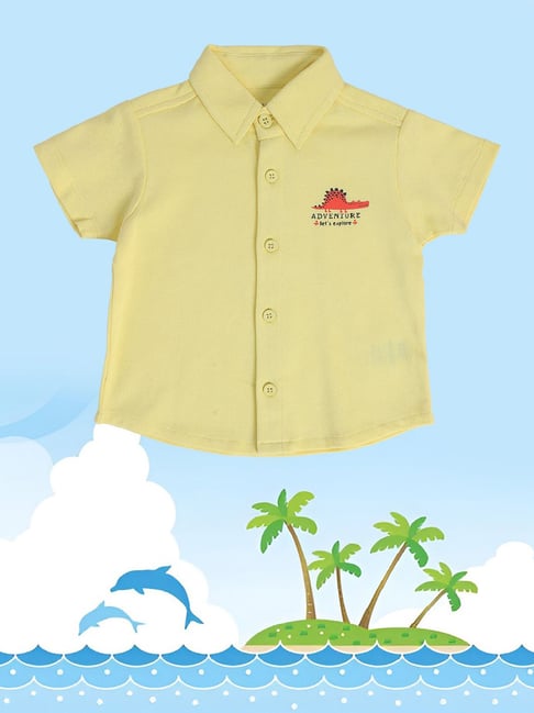 MINIKLUB Kids Yellow Self Design Shirt