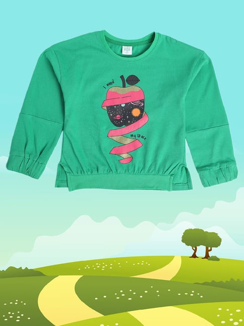 MINIKLUB Kids Green Printed Full Sleeves Top-picture-47