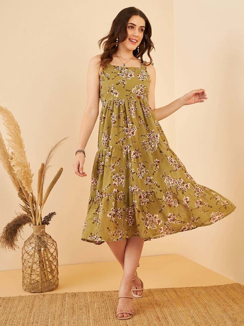 Buy SHOWOFF Cream Floral Print A-Line Dress for Women Online @ Tata CLiQ