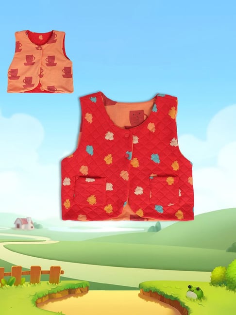 MINIKLUB Kids Orange & Red Printed Jacket