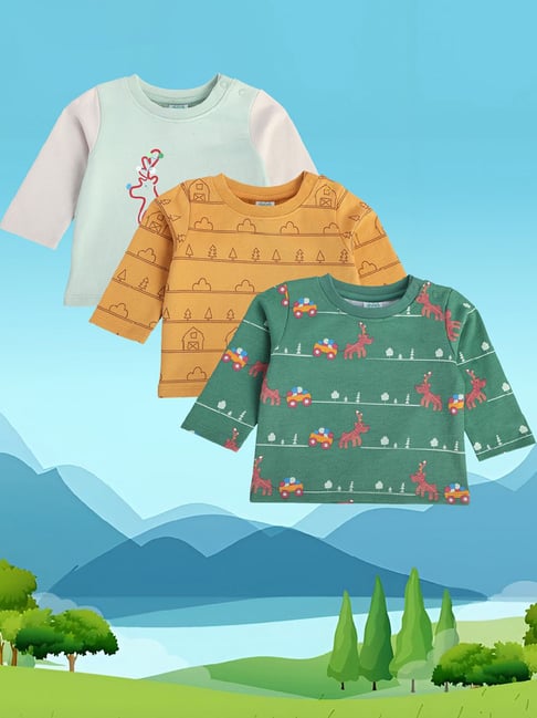 MINIKLUB Kids Multicolor Printed Full Sleeves T-Shirt (Pack Of 3)-picture-11