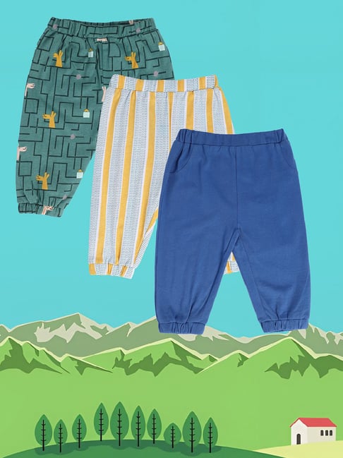 MINIKLUB Kids Multicolor Printed Pants (Pack Of 3)