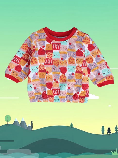 MINIKLUB Kids White Printed Full Sleeves Sweater