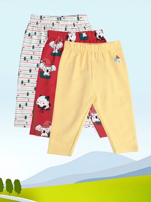 MINIKLUB Kids Multicolor Printed Pants (Pack Of 3)