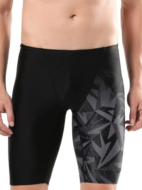 Speedo Black Regular Fit Printed Swim Shorts