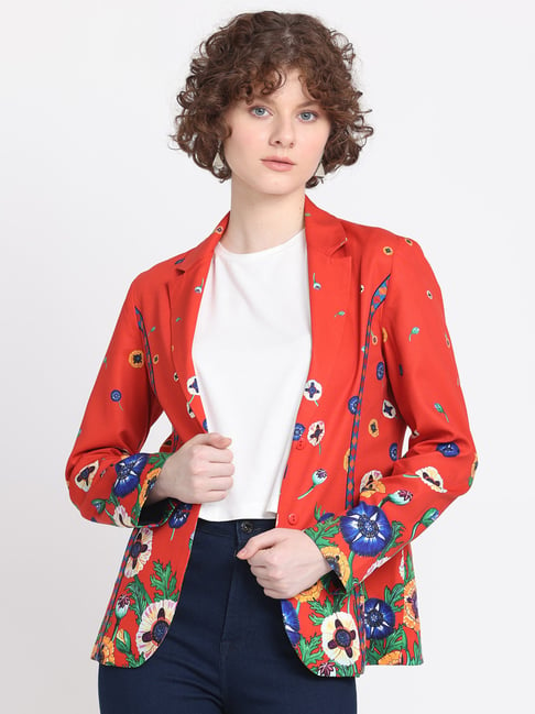 Red floral sale blazer womens