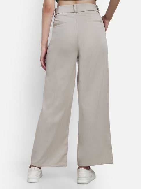 Buy Beige High Waist Wide Leg Pants For Women Online in India