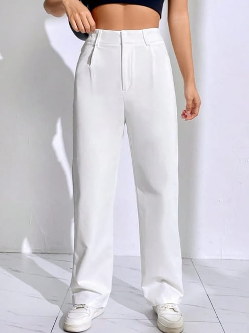 White Pleated Trousers by AURALEE on Sale