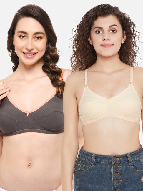 Clovia Multicolor Full Coverage Under-Wired T-Shirt Bra - Pack of 2