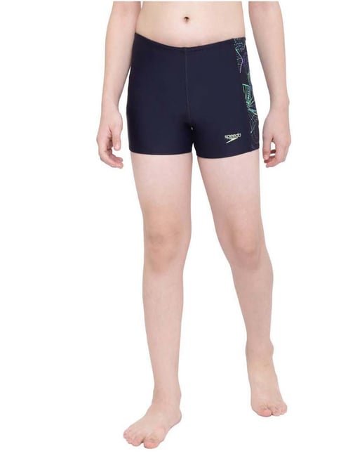 Speedo Kids Jelly Fish Panel Navy & Green Printed Shorts-picture-24