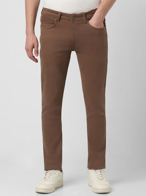 Buy Peter England Jeans Brown Cotton Skinny Fit Jeans for Mens