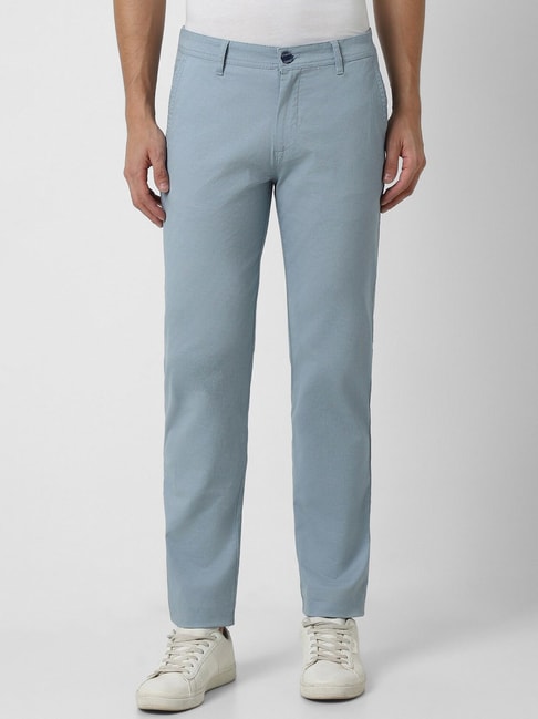 Buy Men Grey Solid Slim Fit Casual Trousers Online - 809174 | Peter England
