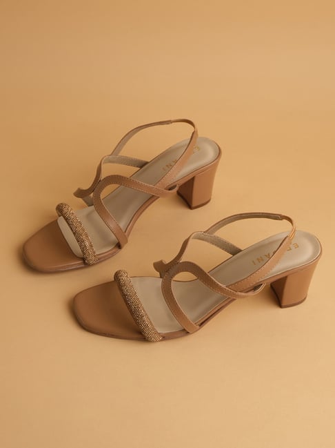 Buy Eridani Women's Cora Beige Sling Back Sandals for Women at