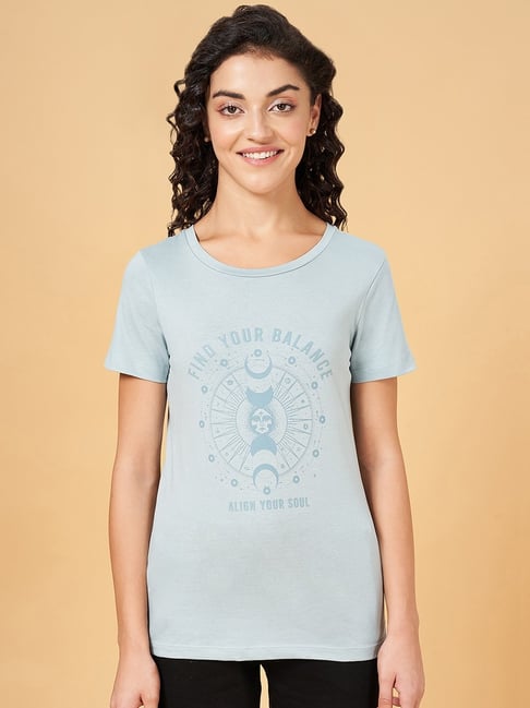 Ajile by Pantaloons Blue Cotton Printed Sports T-Shirt-picture-48