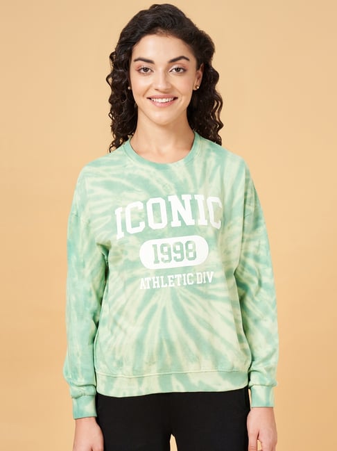 Ajile by Pantaloons Green Cotton Printed Sports Sweatshirt