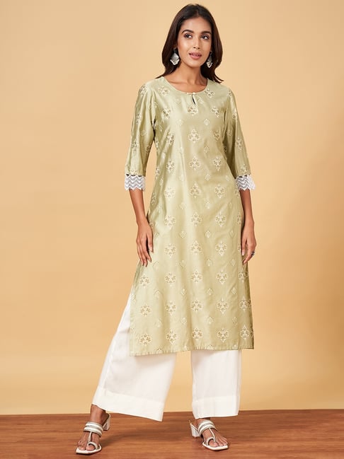 YU by Pantaloons Green Printed Straight Kurta-picture-40