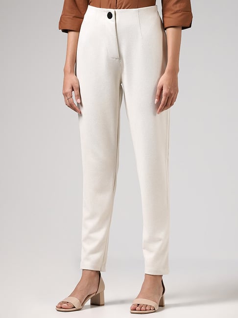 Sadie Cream High Waist Trousers – She Is Boutique